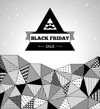 黑白几何拼贴黑色星期五折扣活动宣传设计图