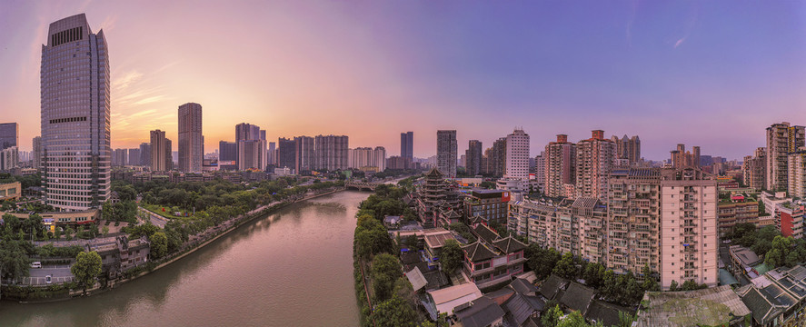 宽幅成都市日出景观