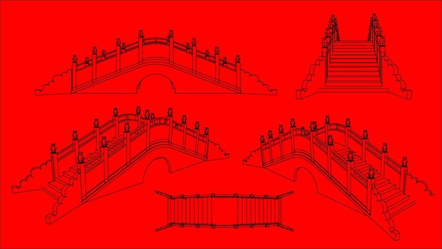 江南徽派建筑拱橋