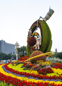 节日花坛植物雕塑