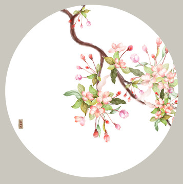 古風水彩花