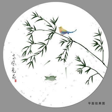 墨竹无框画