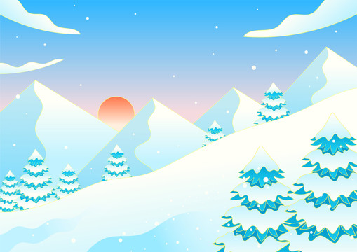 冬季大雪大寒自然風(fēng)景矢量插畫(huà)
