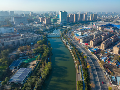 航拍济南小清河