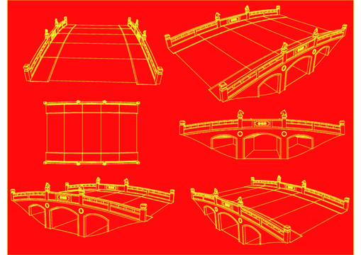 三孔石拱桥公路桥