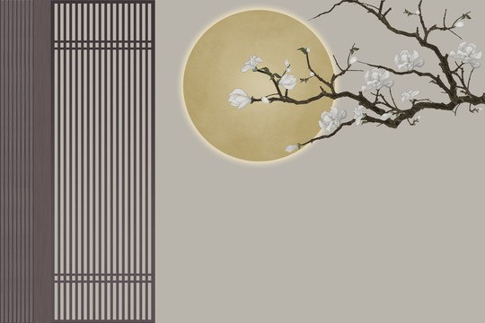 中式花格花鳥圖