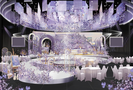 法式紫色婚礼效果图