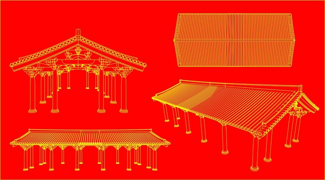 古建屋面横梁立柱系统施工图