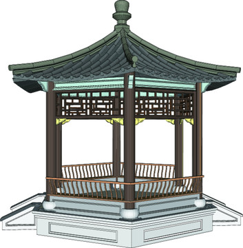 六角方亭側(cè)面圖