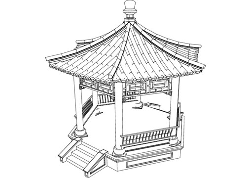 寄畅园六角方亭俯瞰图