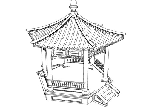 退思园六角方亭鸟瞰图