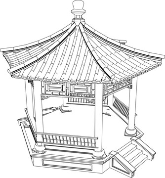 苏州园林六角方亭