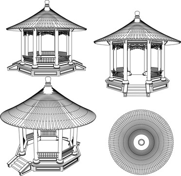 圆亭立面图合集