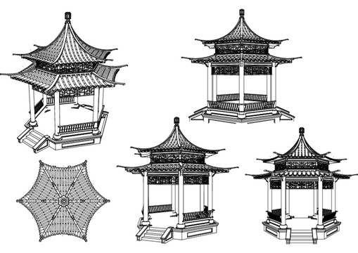 古建建筑模型亭子