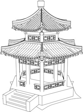 八角亭轴立面图