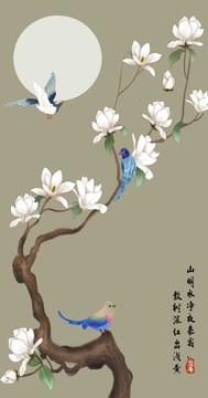 玉兰花壁画