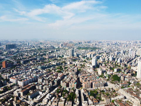 中国汕头市旧城区建筑航拍