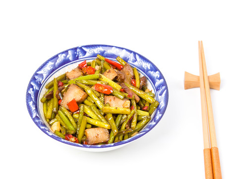 蒜苗炒臘肉白底圖