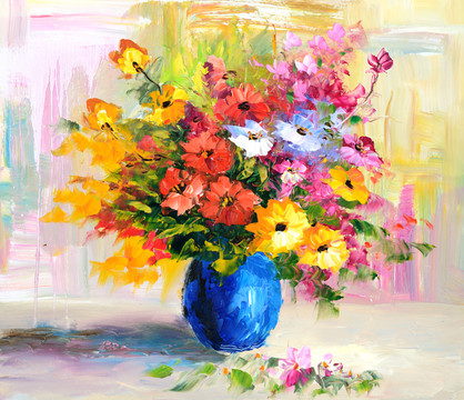 花瓶花卉花朵无框画装饰画油画