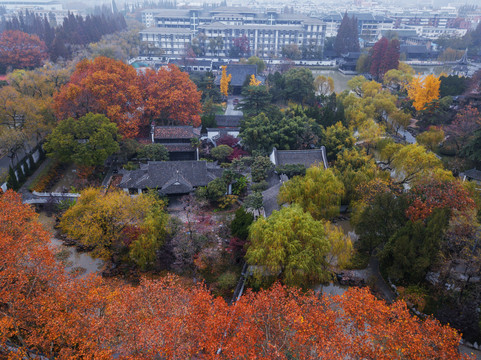 江苏省淮安市清晏园秋天景色