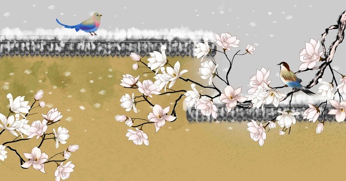 玉蘭花裝飾畫(huà)