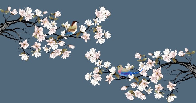 新中式花鳥背景