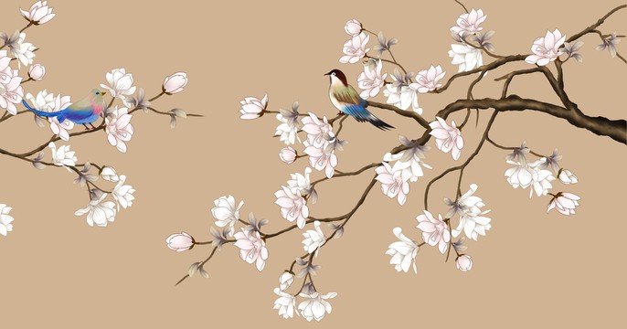 花鳥電視背景墻