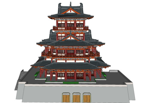 國潮風(fēng)古建樓閣背景