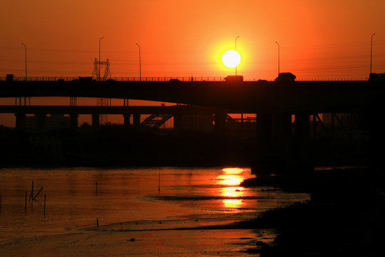河岸夕阳