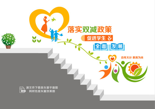 教育雙減階梯墻