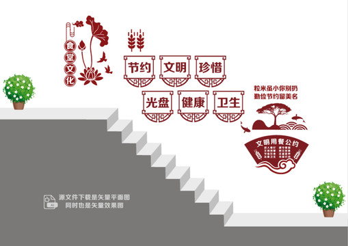 食堂文化階梯墻