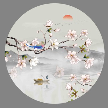 玉蘭花鳥復古