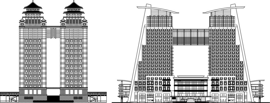 城市建筑剪影轮廓