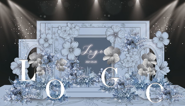高級藍(lán)灰色小香風(fēng)婚禮迎賓區(qū)