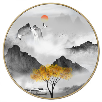 圓形意境山水