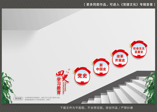 四史學(xué)習(xí)教育樓梯文化墻