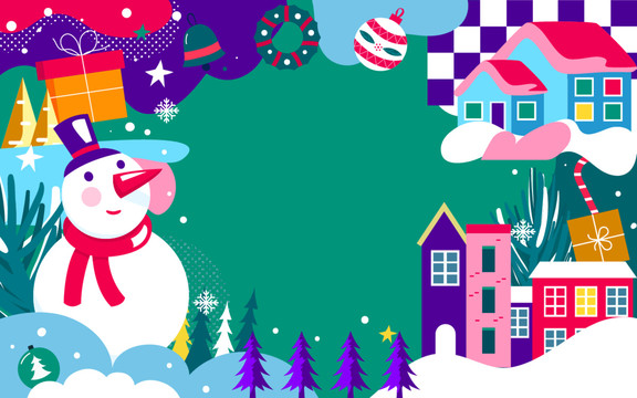 圣诞节冬天雪人大雪节气活动海报