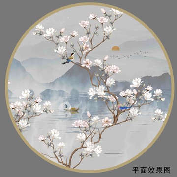 水墨玉蘭花裝飾畫