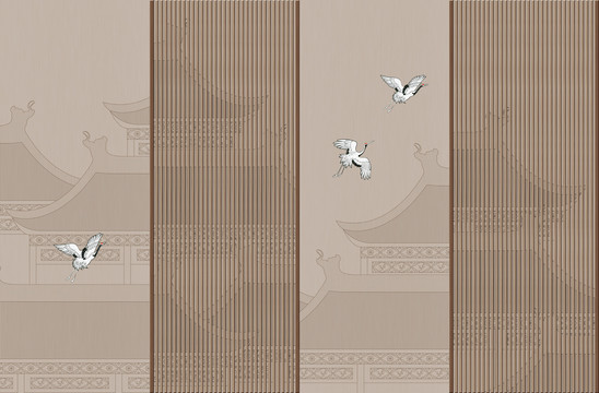 中式花格古閣樓背景墻