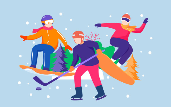 北京冬奧會冬季人物運動滑雪海報