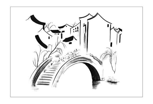 國(guó)畫(huà)江南水鄉(xiāng)