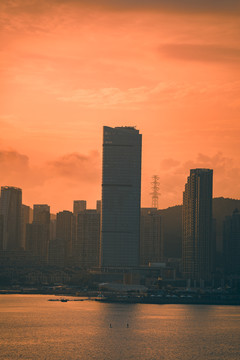 大连都市风光星海湾日落夕阳