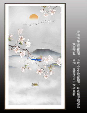 手繪花鳥壁畫