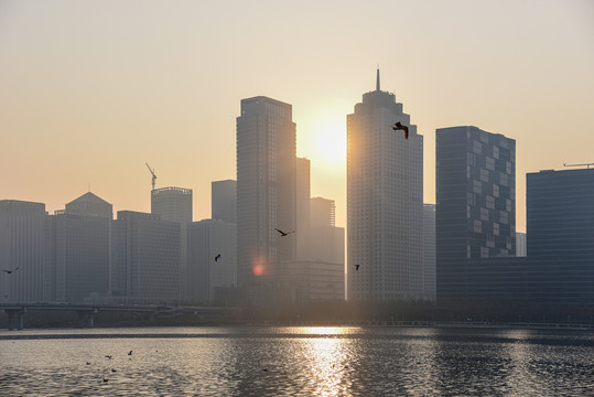 天津滨海响螺湾商务区城市天际线