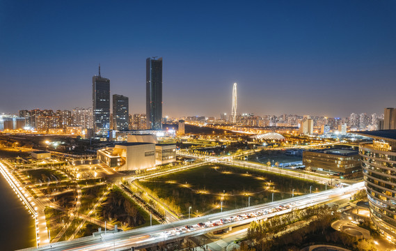 天津滨海新区于家堡商业区夜景