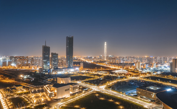 天津滨海新区于家堡商业区夜景