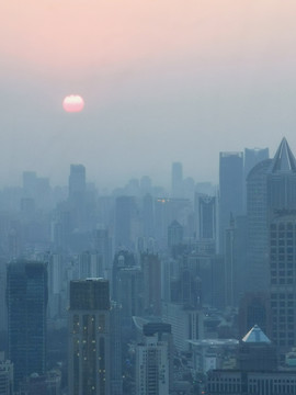 上海城市黄昏风光
