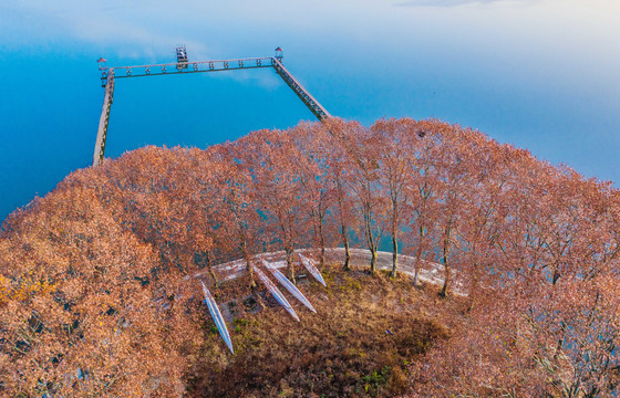 东湖团山驿站朝霞映秋景