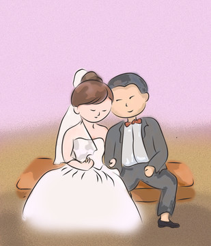 結(jié)婚照線稿上色分層素材