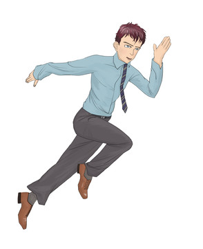 奔跑男生插畫